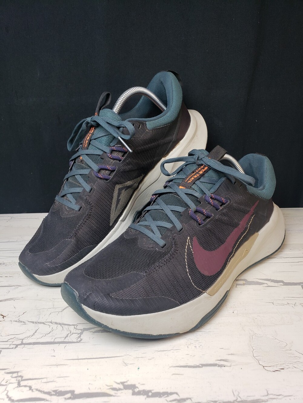 Nike 'Juniper Trail' Running Shoes in Dark Blue/ Burgundy Swoosh- Men's 10.5